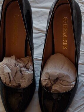 Dream Pairs Black Man Made Pointed Toe Stiletto Pumps Slip On Heels